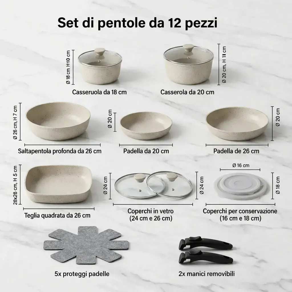 Set di pentole 12 pezzi